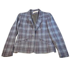 VTG Pendleton womens blue plaid blazer. Size XS. 100% wool. office, quiet luxury